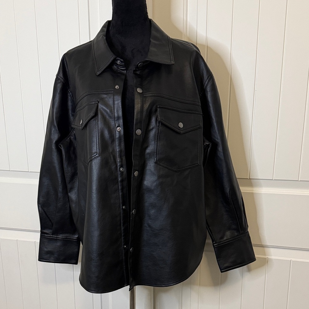 Baccini Women's Classic Faux Black Leather Jacket